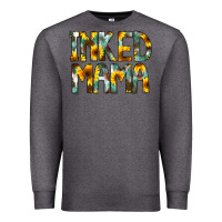 Charcoal Heather Inked Mama Flowers Premium Sweatshirt - CowCowDesign
