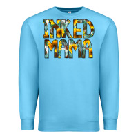 Ocean Blue Inked Mama Flowers Premium Sweatshirt - CowCowDesign