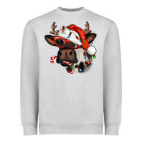 Christmas Cow With Antlers Heavyweight Sweatshirt | Teevron