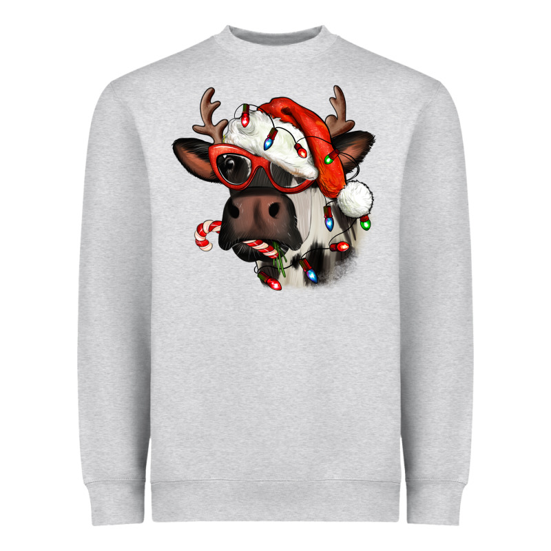 Christmas Cow With Antlers Heavyweight Sweatshirt by Jasminsmagicworld | Teevron