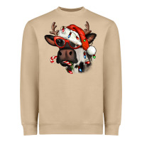 Mushroom Christmas cow with antlers Heavyweight Sweatshirt - Jasminsmagicworld