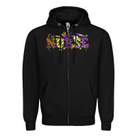 Black Mardi Gras Day nurse Zipper Hoodie - HowdyJamesFarm