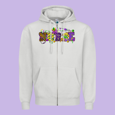 Mardi Gras Day Nurse Zipper Hoodie Designed By Howdyjamesfarm