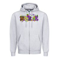 Heather Grey Mardi Gras Day nurse Zipper Hoodie - HowdyJamesFarm