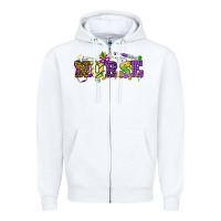 White Mardi Gras Day nurse Zipper Hoodie - HowdyJamesFarm