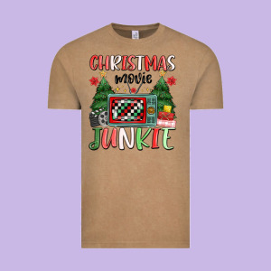 Christmas Movie Junkie Vintage Tee Designed By Maliassmallbusiness