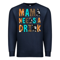Navy Mama Needs a Drink Premium Sweatshirt - CowCowDesign