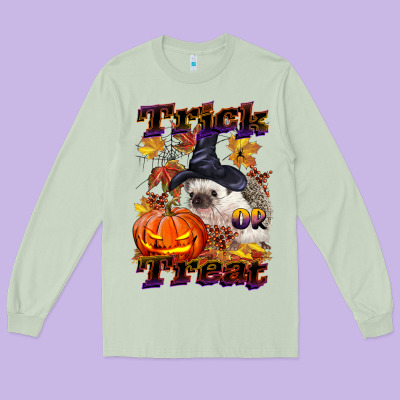 Halloween Hedgehog Trick Or Treat Long Sleeve Tee Designed By Lillyallendesigns