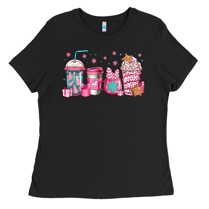 Pink Christmas Coffee Ladies Tee by Jasminsmagicworld | Teevron