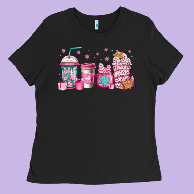 Pink Christmas Coffee Ladies Tee Designed By Jasminsmagicworld