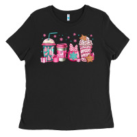 Black pink Christmas coffee Ladies Tee - Jasminsmagicworld