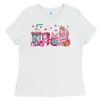 White pink Christmas coffee Ladies Tee - Jasminsmagicworld