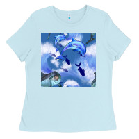 Baby Blue dolphins Ladies Tee - BundleAndBundleShop