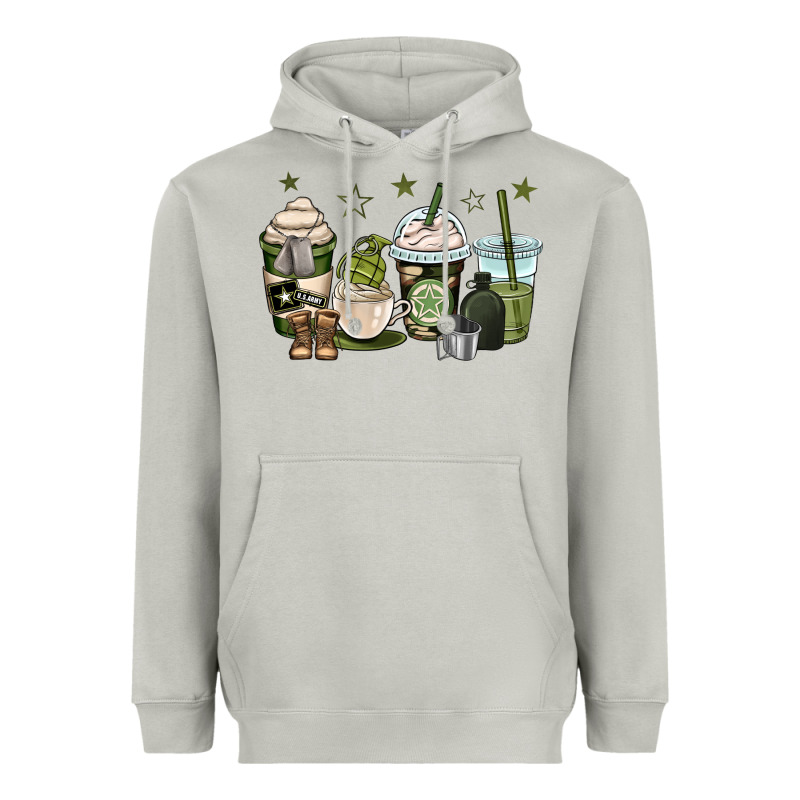 Us Army Coffee Cups Heavyweight Hoodie by OliviaCreatesArt | Teevron