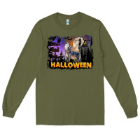 Army Green Halloween Wolf Long Sleeve Tee - LillyAllenDesigns