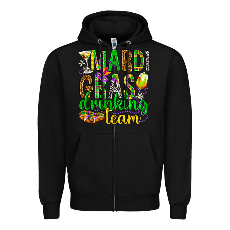 Mardi Gras Drinking Team Zipper Hoodie by HowdyJamesFarm | Teevron