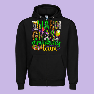 Mardi Gras Drinking Team Zipper Hoodie Designed By Howdyjamesfarm