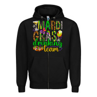 Black Mardi Gras drinking team Zipper Hoodie - HowdyJamesFarm
