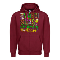 Burgundy Mardi Gras drinking team Zipper Hoodie - HowdyJamesFarm