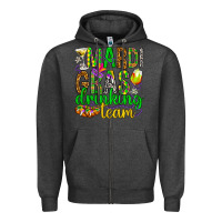 Charcoal Heather Mardi Gras drinking team Zipper Hoodie - HowdyJamesFarm