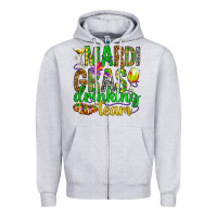 Heather Grey Mardi Gras drinking team Zipper Hoodie - HowdyJamesFarm