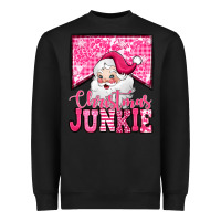Black pink Christmas junkie Santa Claus Heavyweight Sweatshirt - Jasminsmagicworld