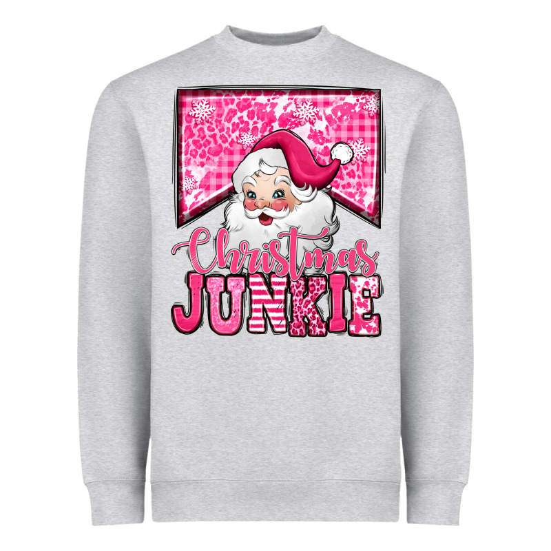 Pink Christmas Junkie Santa Claus Heavyweight Sweatshirt by Jasminsmagicworld | Teevron