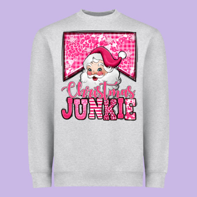 Pink Christmas Junkie Santa Claus Heavyweight Sweatshirt Designed By Jasminsmagicworld