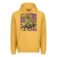 Mustard Mardi Saurus Rex Premium Hoodie - HowdyJamesFarm