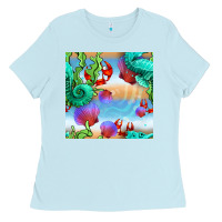 Baby Blue seahorse and beach Ladies Tee - BundleAndBundleShop