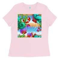 Bubblegum Pink seahorse and beach Ladies Tee - BundleAndBundleShop