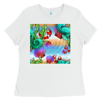 White seahorse and beach Ladies Tee - BundleAndBundleShop