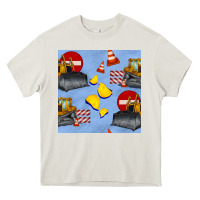 Cream bulldozer seamles pattern Heavy Core Tee - BundleAndBundleShop
