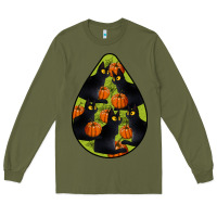 Army Green Black Cat Halloween Teardrop Long Sleeve Tee - LillyAllenDesigns