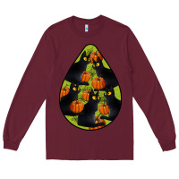 Burgundy Black Cat Halloween Teardrop Long Sleeve Tee - LillyAllenDesigns