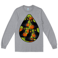 Heather Grey Black Cat Halloween Teardrop Long Sleeve Tee - LillyAllenDesigns