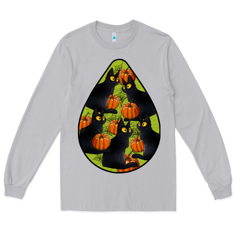 Black Cat Halloween Teardrop Long Sleeve Tee by LillyAllenDesigns | Teevron