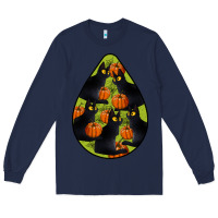 Navy Black Cat Halloween Teardrop Long Sleeve Tee - LillyAllenDesigns