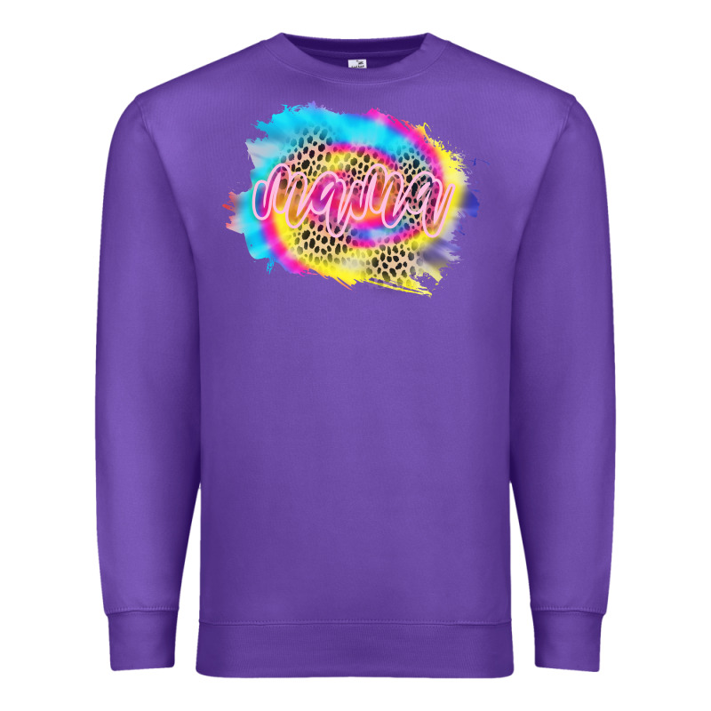 Mama Tie Dye Leopard Premium Sweatshirt by CowCowDesign | Teevron