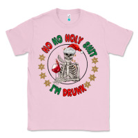 Bubblegum Pink ho ho holly shit skeleton santa Classic Tee - MaliasSmallBusiness