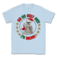 Dusty Blue ho ho holly shit skeleton santa Classic Tee - MaliasSmallBusiness