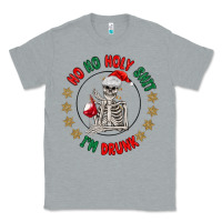 Heather Grey ho ho holly shit skeleton santa Classic Tee - MaliasSmallBusiness