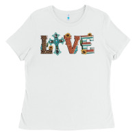 White western love with cross Ladies Tee - Artiststas