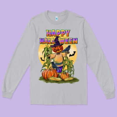 Happy Halloween Long Sleeve Tee Designed By Lillyallendesigns