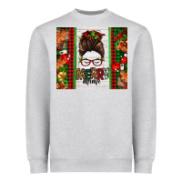Christmas Merry Mama Messy Bun Heavyweight Sweatshirt | Teevron