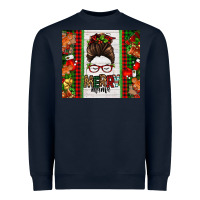 Navy Christmas merry mama messy bun Heavyweight Sweatshirt - Jasminsmagicworld