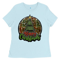 Happy Christmas Black Ladies Tee | Teevron