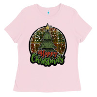 Bubblegum Pink happy christmas black Ladies Tee - JahusDesignShop