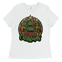 White happy christmas black Ladies Tee - JahusDesignShop