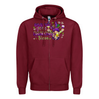 Burgundy Mardi Gras drinking team with gnome Zipper Hoodie - HowdyJamesFarm